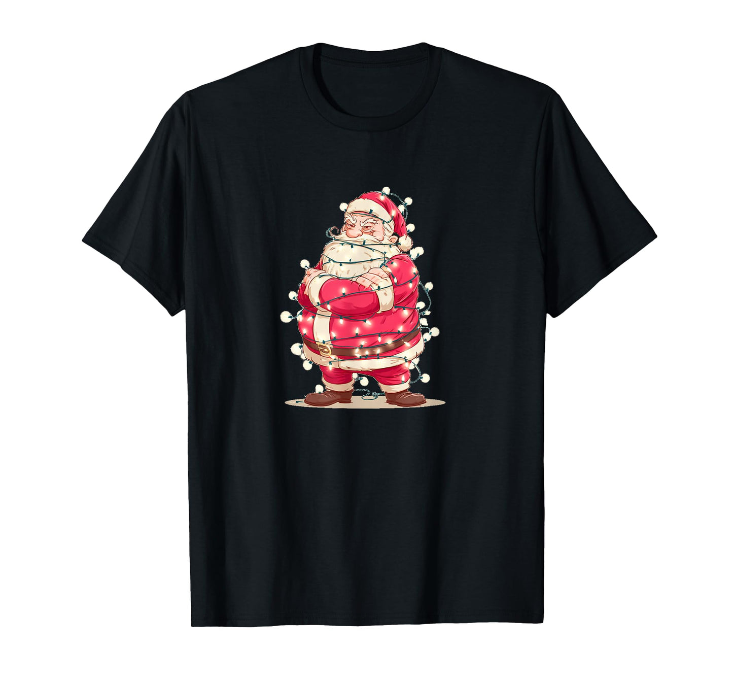 Funny Santa with Fairy Christmas Lights Costume T-Shirt