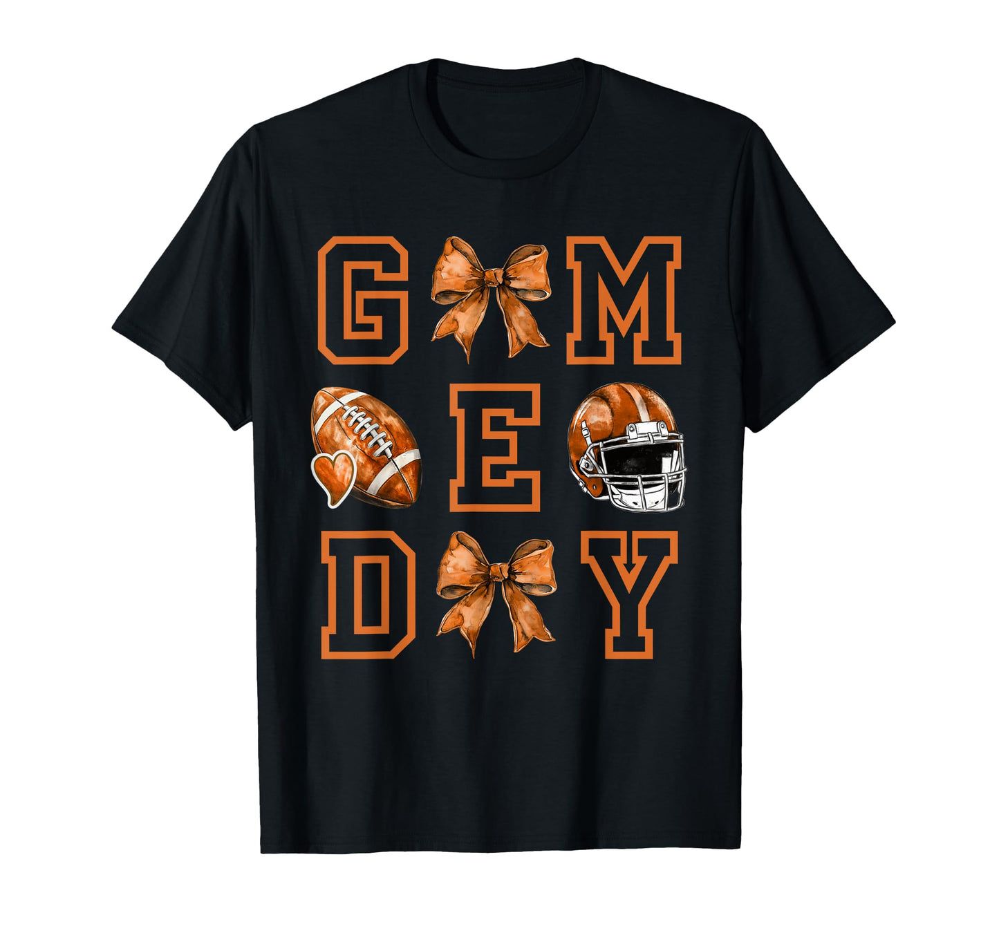 Autumn Coquette Bow Game Day American Football Player Coach T-Shirt