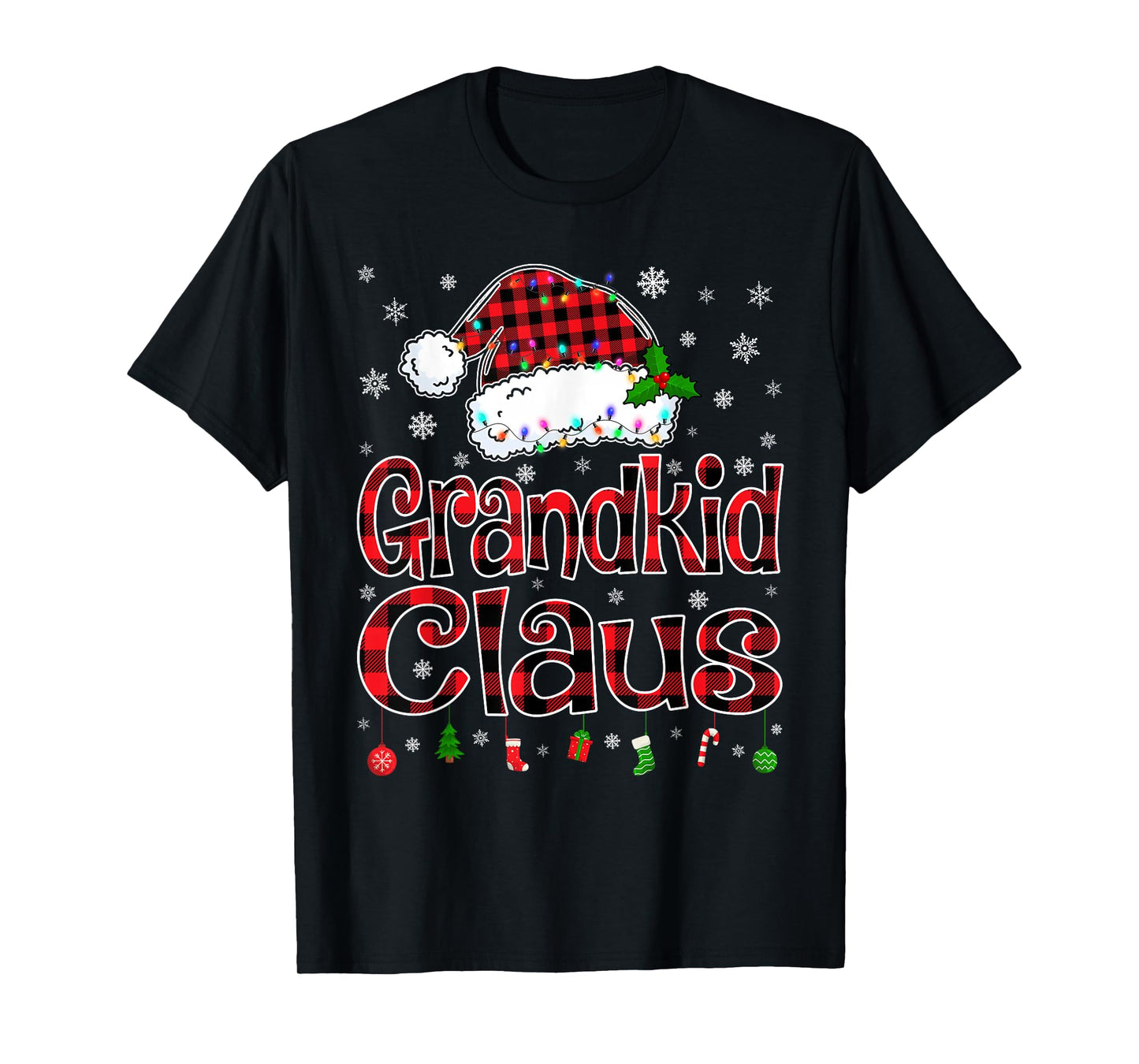 Grandkid Claus Christmas Lights Xmas Pajama Matching Family T-Shirt
