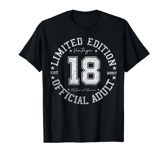 Official Adult 18 Year Old Gifts Vintage 2007 18th Birthday T-Shirt