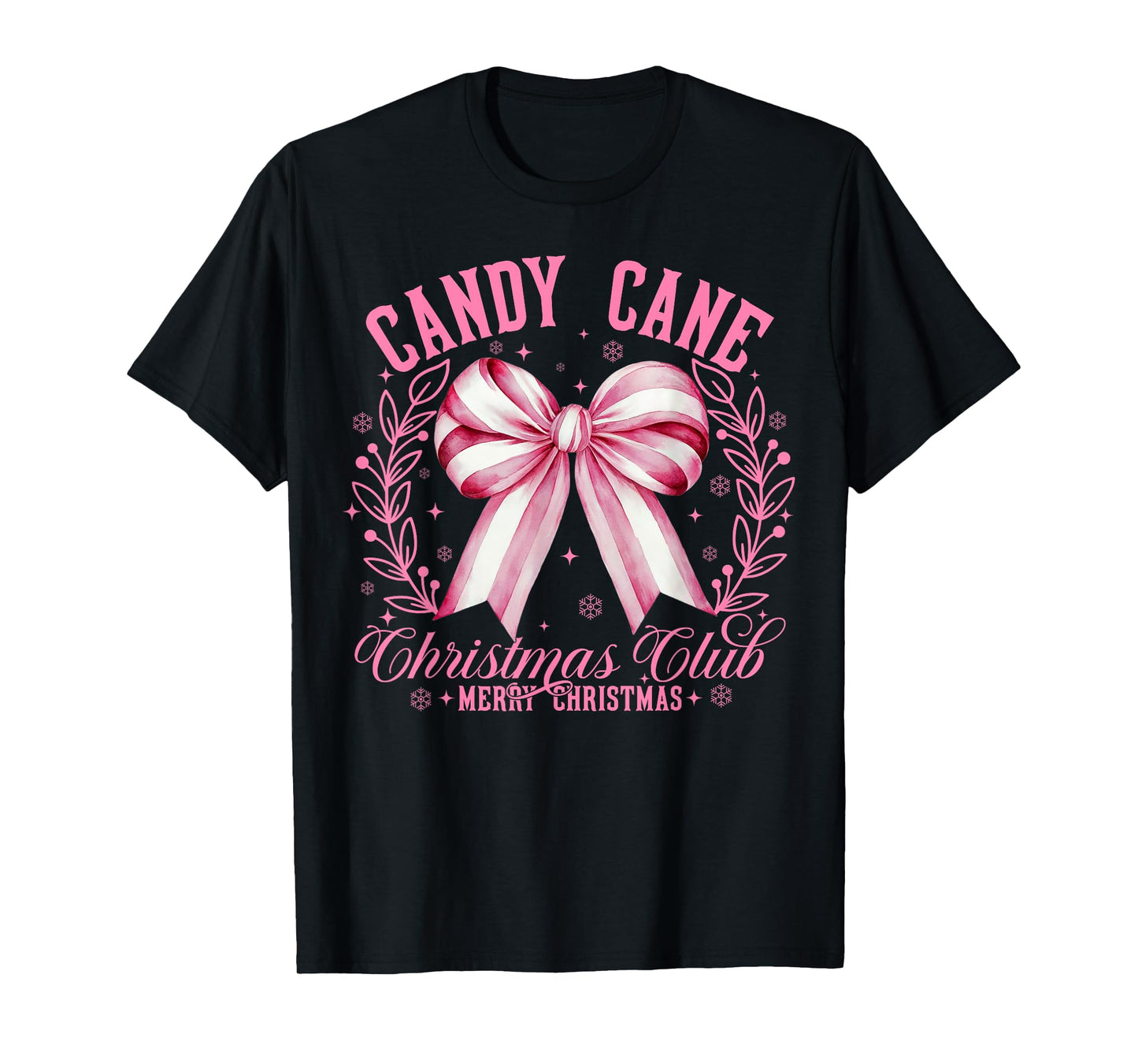 Candy Cane Christmas Club Pink Candy Coquette Xmas Pajamas T-Shirt