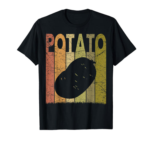 Farming Retro Potato Farming Designs. Potato Vintage T-Shirt - Unisex-Adults & Kids - Black - Small - Short Sleeve