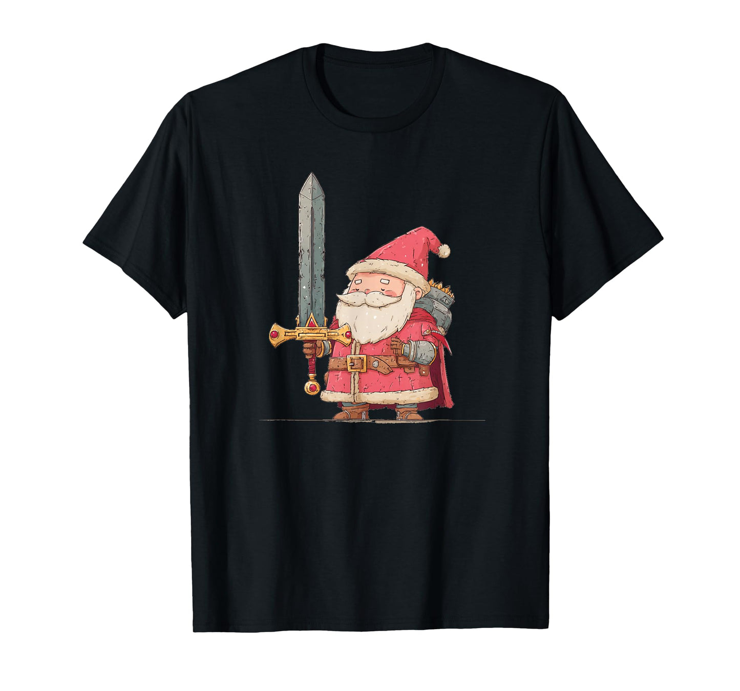 Cool Santa with Medieval Sword Costume for Boys and Girls T-Shirt
