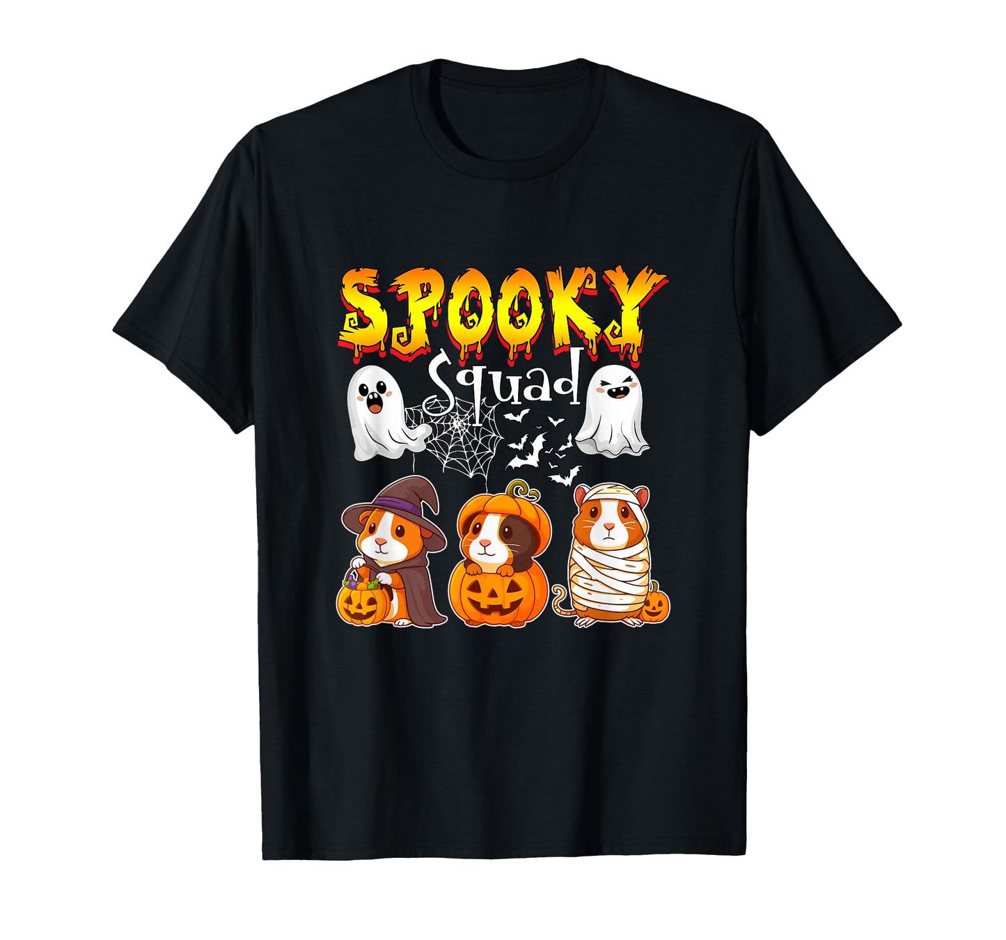 Spooky Halloween Squad Three Cute Guinea Pigs Cosplay Witch T-Shirt