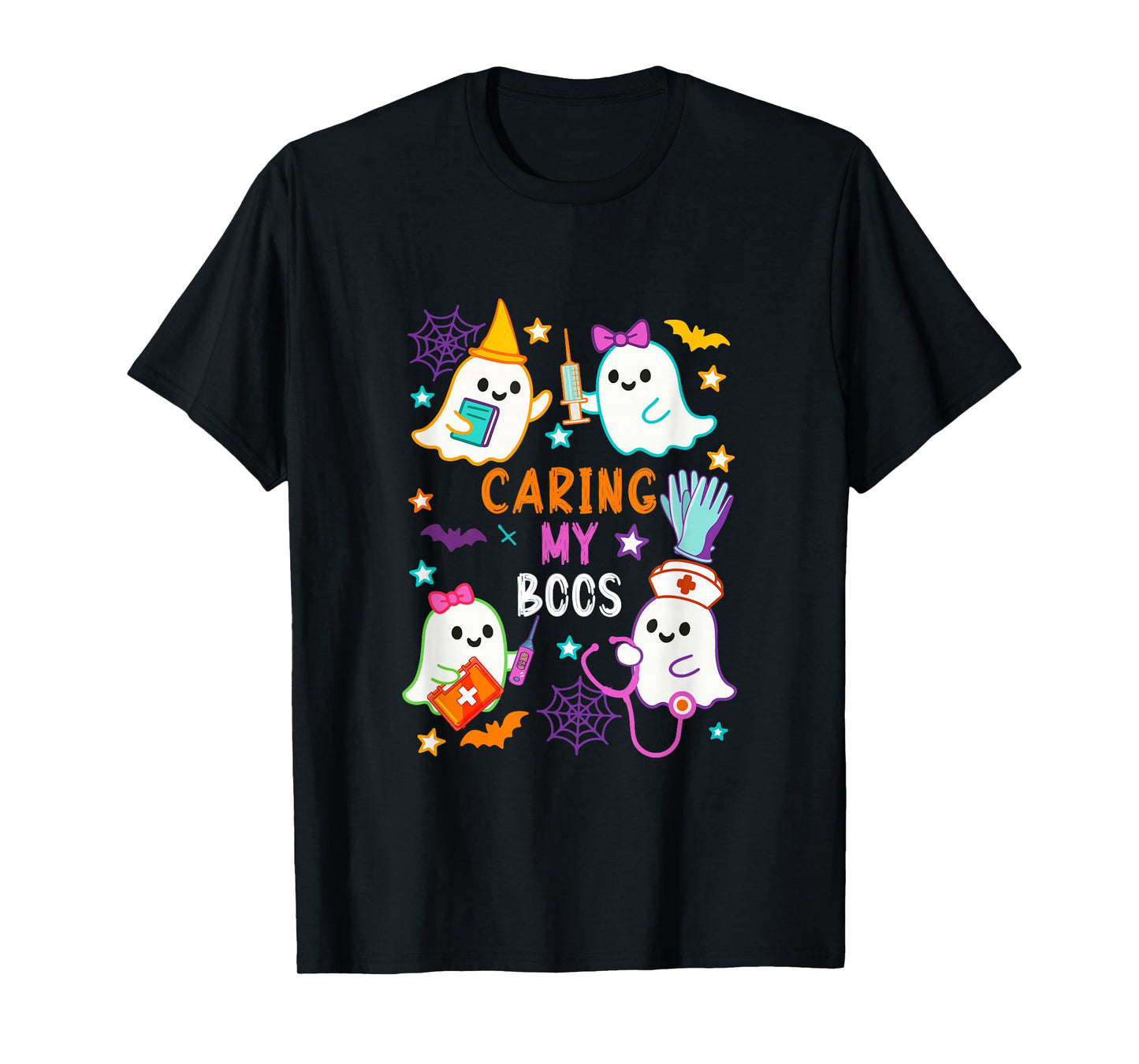 Caring My Boos Group Boo Ghost As Nurse Doctor Halloween T-Shirt