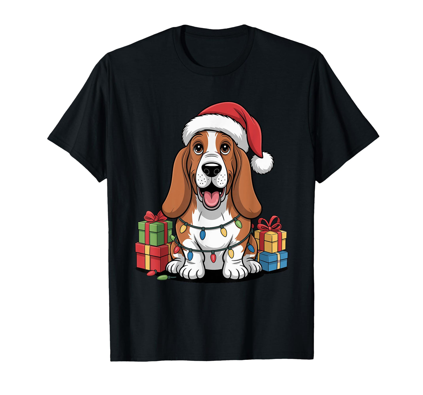 Cute Basset Hound Christmas Funny Basshole Dog Lover Holiday T-Shirt