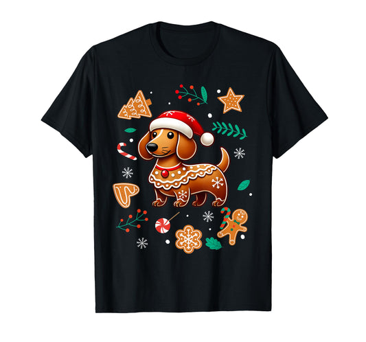 Gingerbread Weiner Dog Lover Dachshund Christmas Cookie T-Shirt