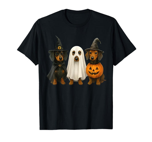 Dachshund Halloween Wiener Dog Pumpkin Weenie Witch Ghost T-Shirt