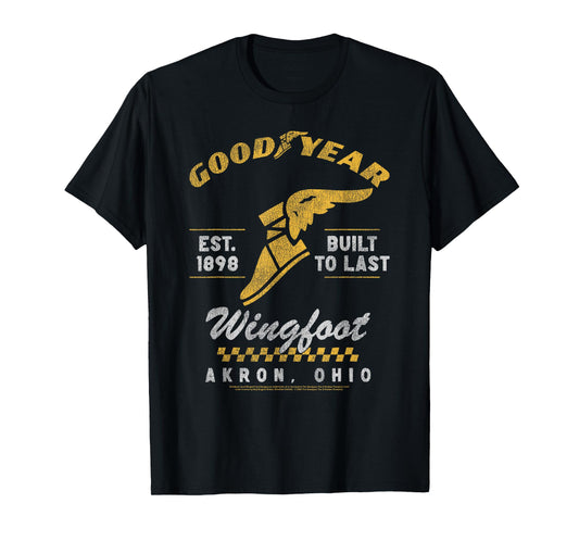Goodyear Wingfoot Est. 1898 Built To Last Logo Distressed T-Shirt