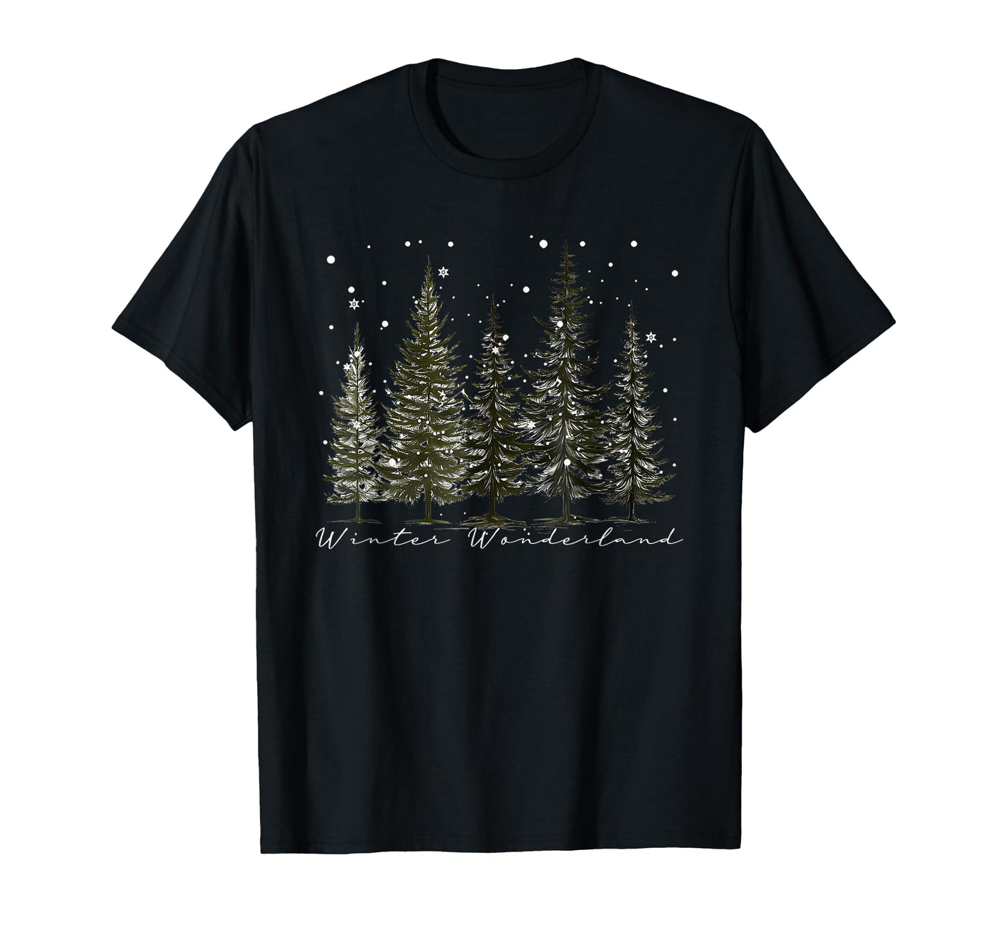 Winter Wonderland Pine Tree Nature Lover Hiking Camping T-Shirt