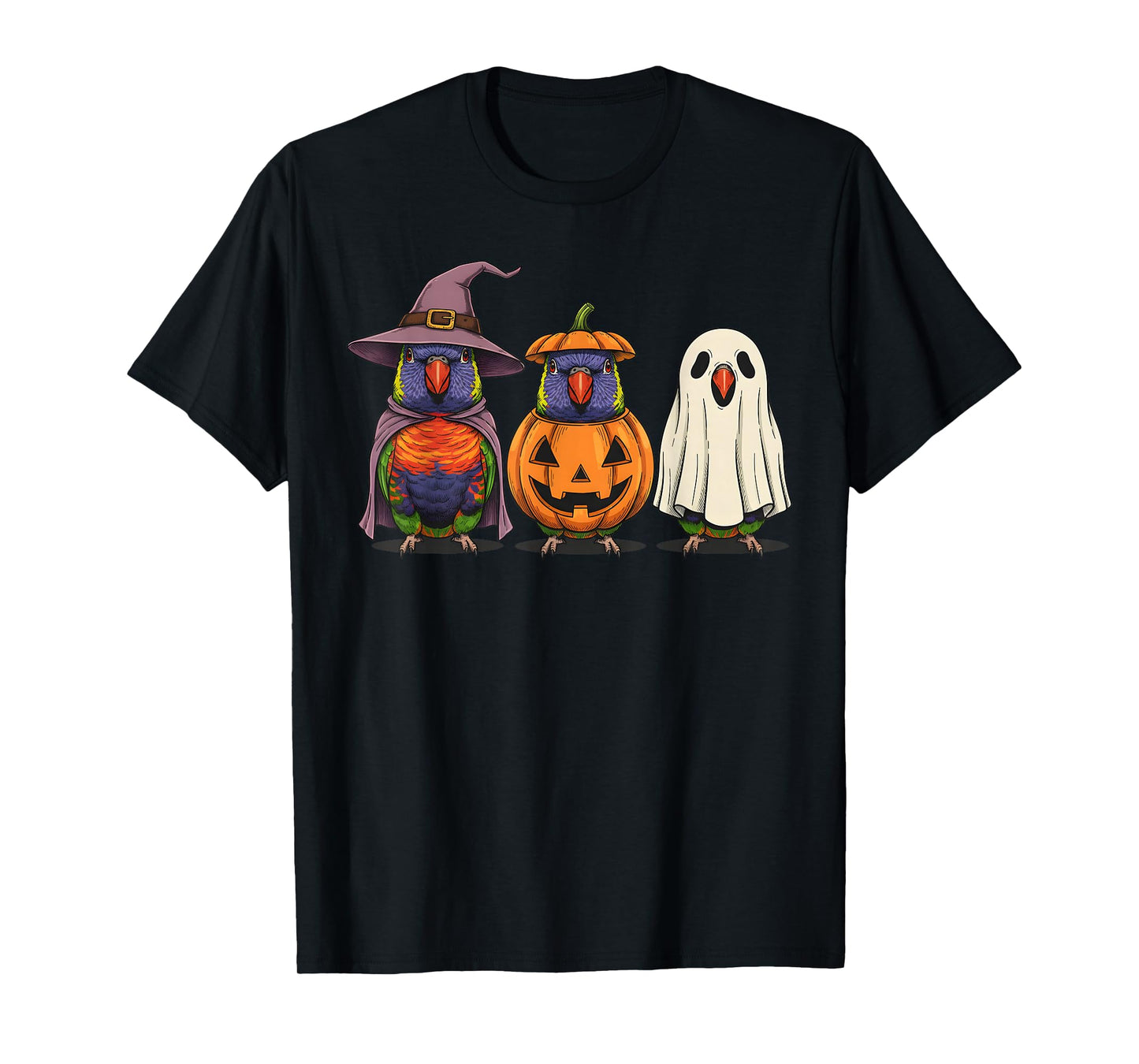 Spooky Ghost Lorikeet Parrot Lover Pumpkin Halloween T-Shirt