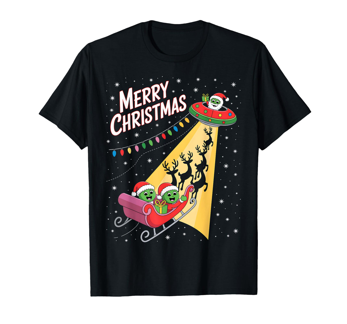 Funny Alien Trio Merry Ugly Christmas Santa Hat Gifts Xmas T-Shirt