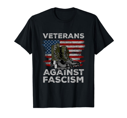 Veterans Against Fascism Vintage US Flag Combat Boots Army T-Shirt