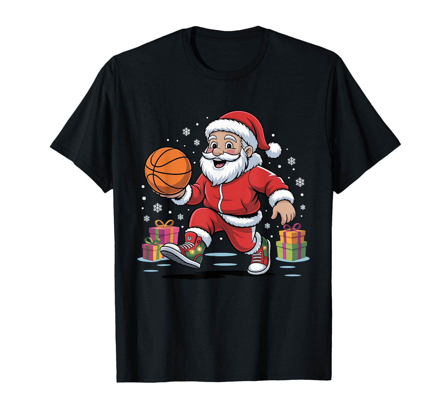 Santa Playing Basketball Funny Holiday Christmas Xmas Pajama T-Shirt