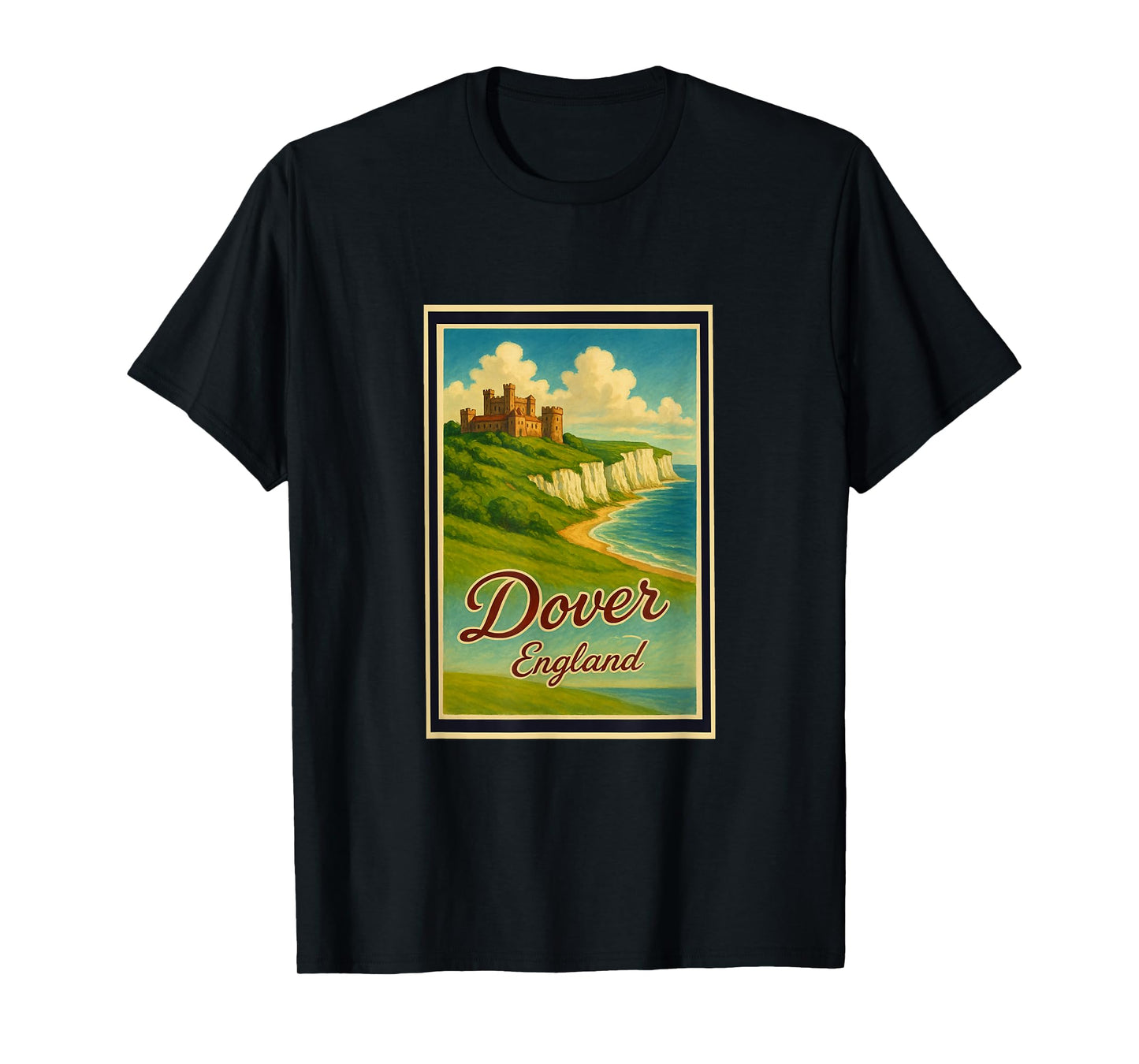 50s Vintage Dover Cliffs City England UK Poster Art Graphic T-Shirt