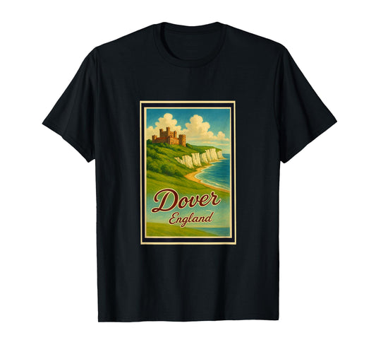 50s Vintage Dover Cliffs City England UK Poster Art Graphic T-Shirt