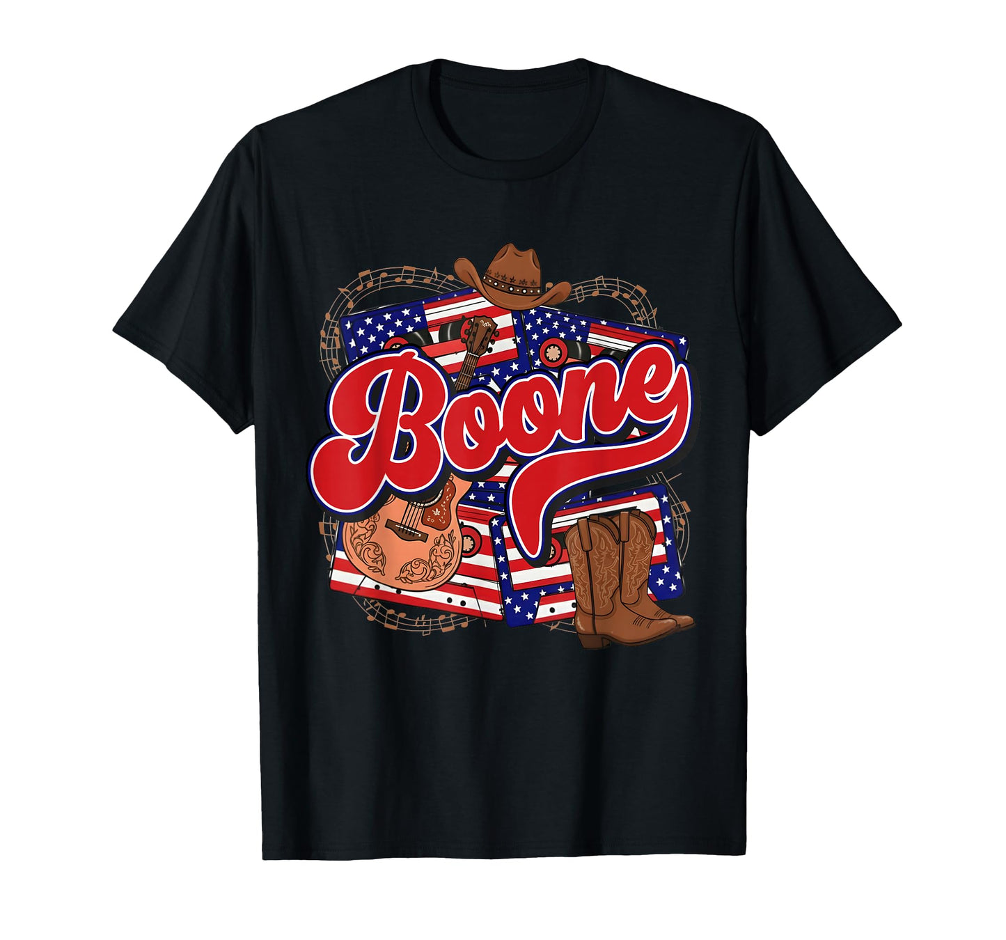 Boone Checkered Personalized Name Vintage US Flag Retro T-Shirt