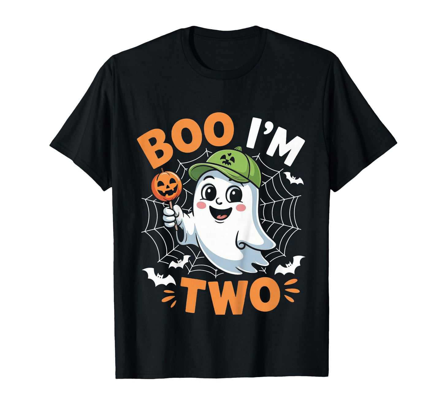 Boo I'm Two 2nd Birthday Youth Halloween Boys Ghost Groovy T-Shirt