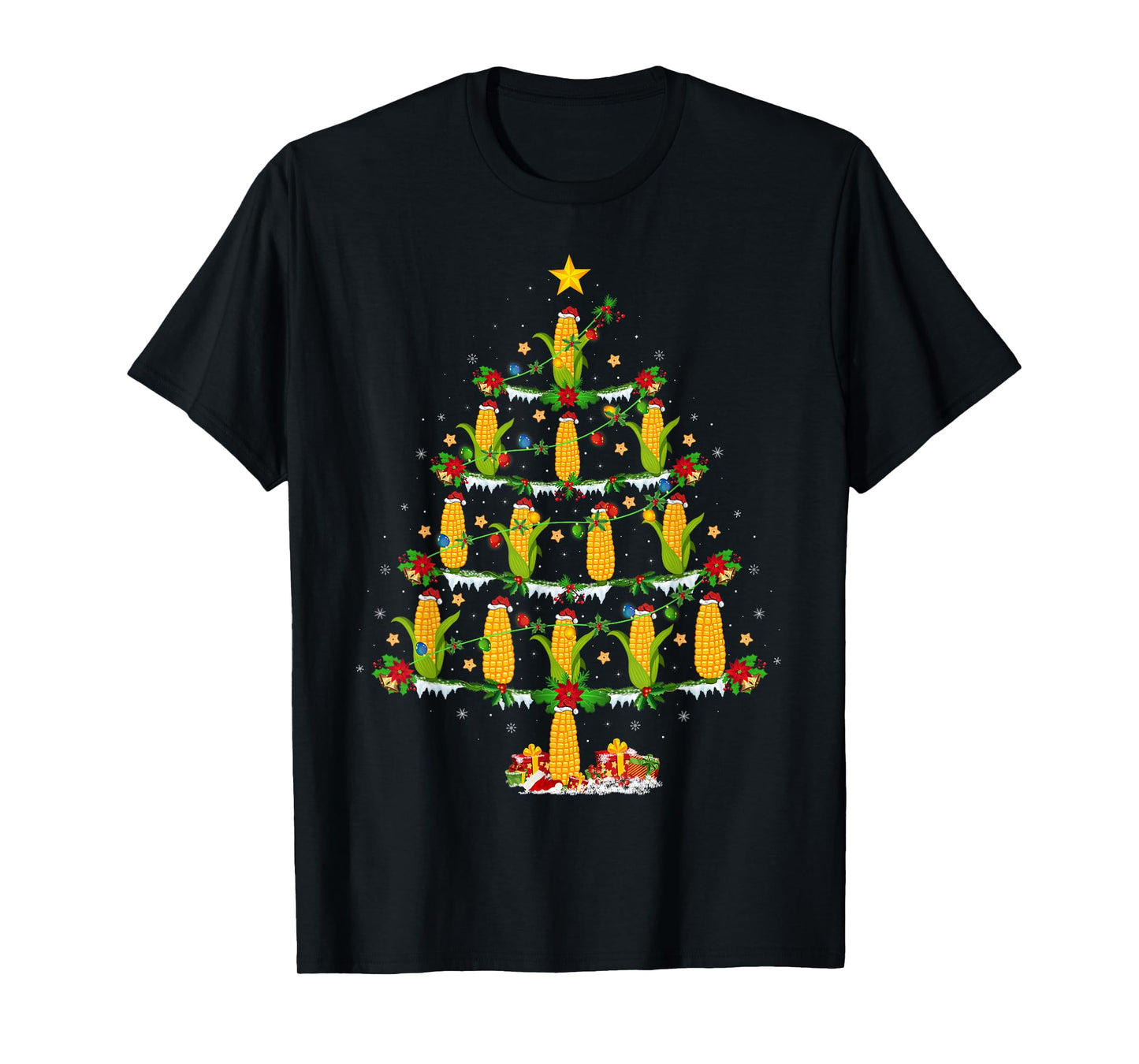 Corn Christmas Tree Lights Funny Corn Famer Xmas T-Shirt