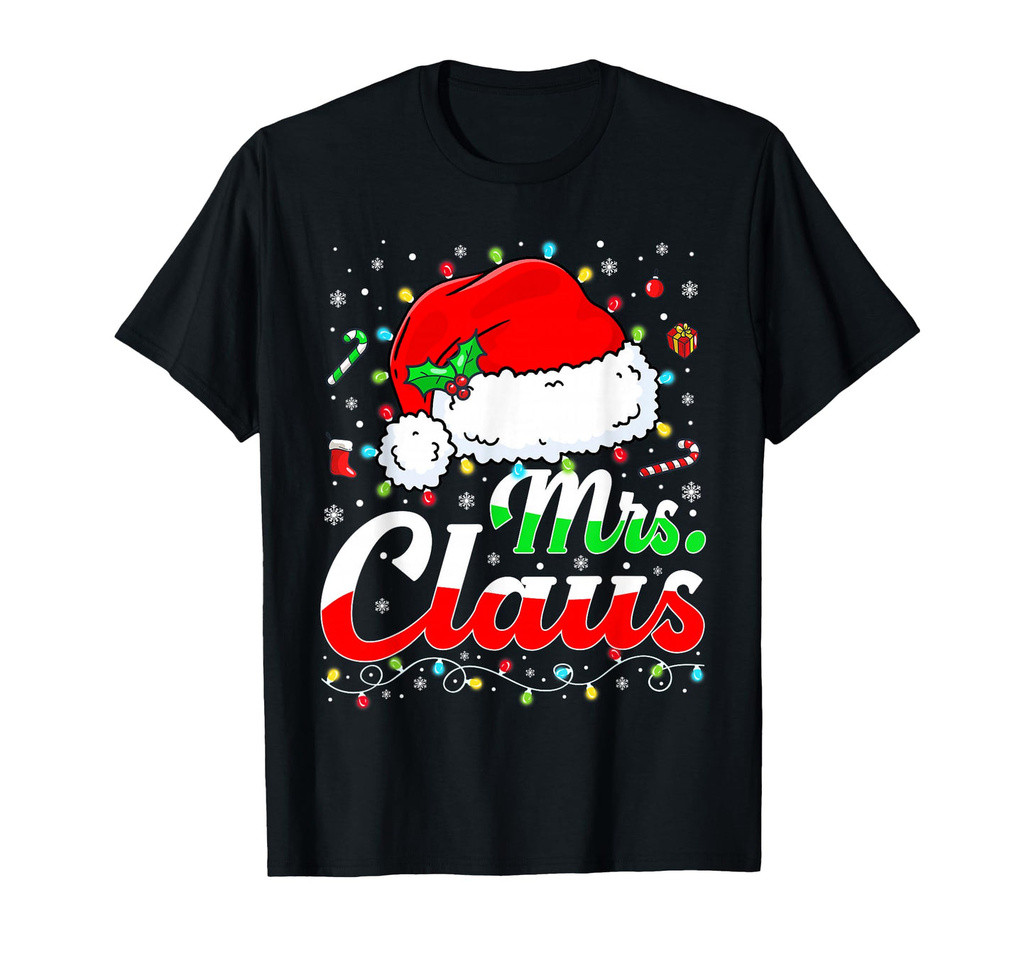 Mr and Mrs Claus Couples Matching Christmas Pajamas Santa T-Shirt