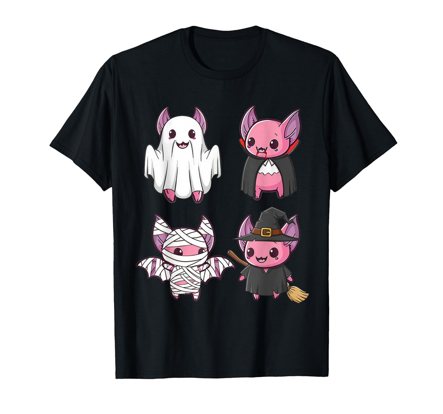 Funny Kawaii Pink Bats Halloween Costume Ghost Witch Mummy T-Shirt
