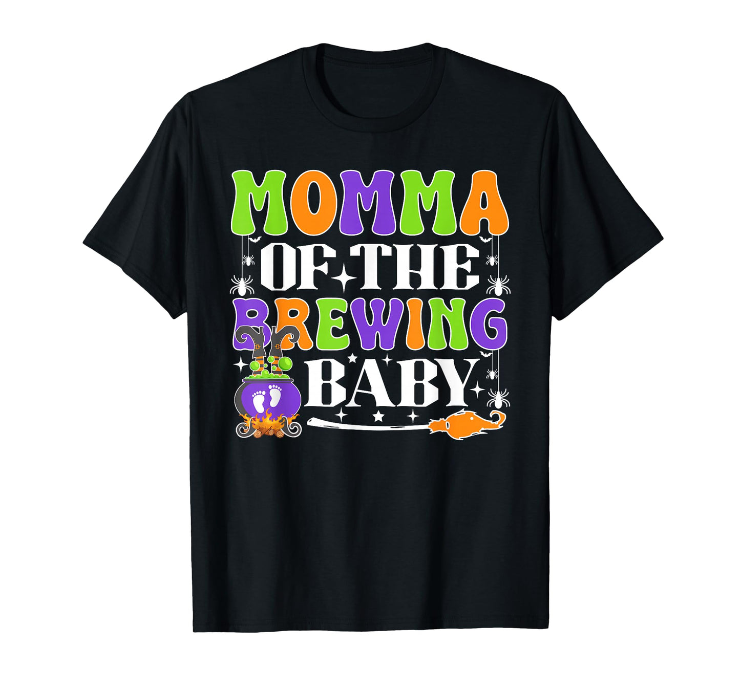 Momma of The Brewing Baby Halloween Witch Baby Shower T-Shirt