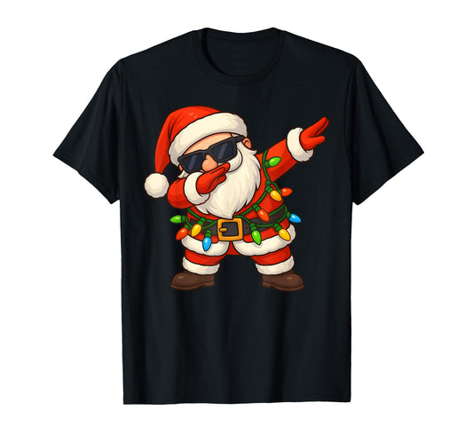 Dabbing Santa Christmas Lights Dab Xmas Girls Boys Kids T-Shirt