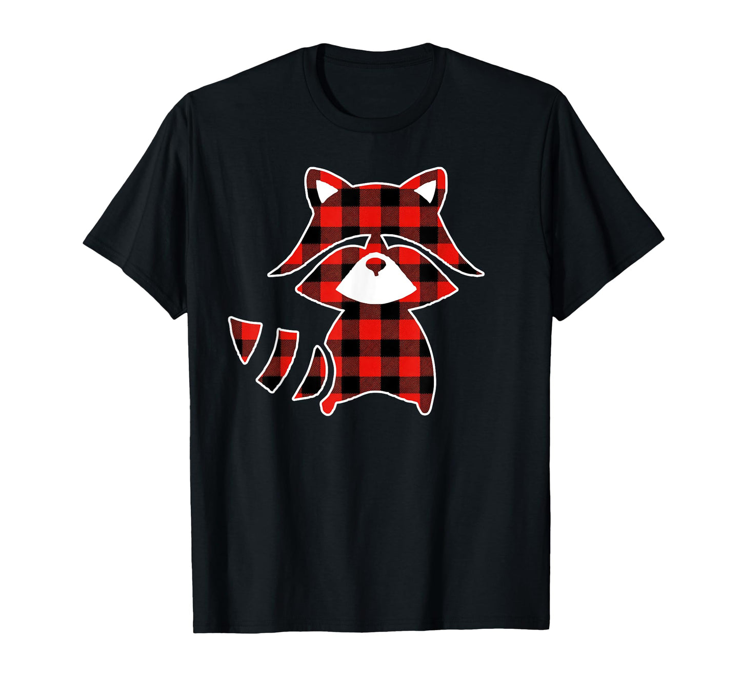 Red Buffalo Plaid Pajama Raccoon Christmas T-Shirt