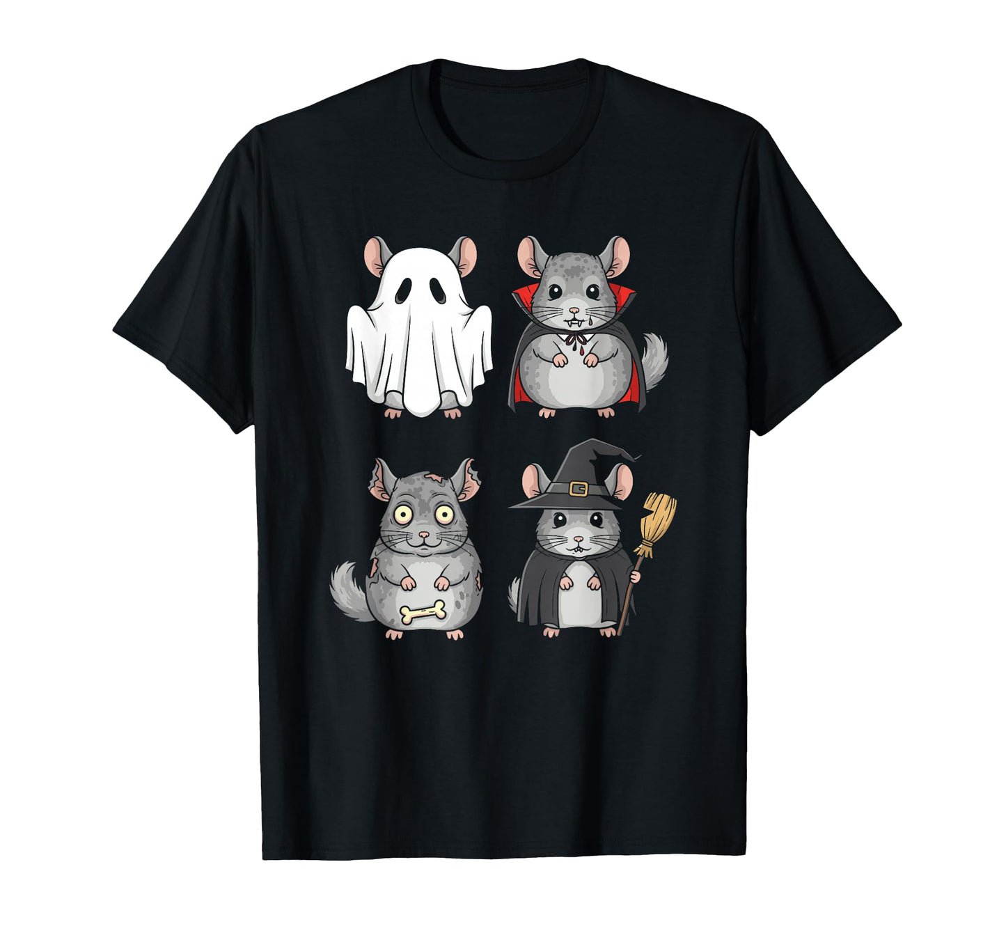 Halloween Cute Chinchilla Ghost Witch Costume Boys Girls T-Shirt