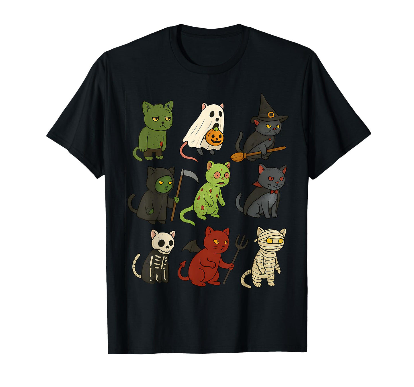 Cat Spooky Witch Boo Zombie Cat Halloween Boys and Girls T-Shirt