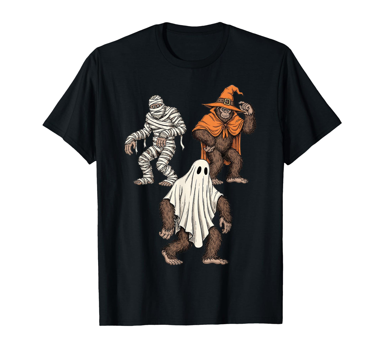Halloween Bigfoot Mummy Ghost Witch Costume Art T-Shirt