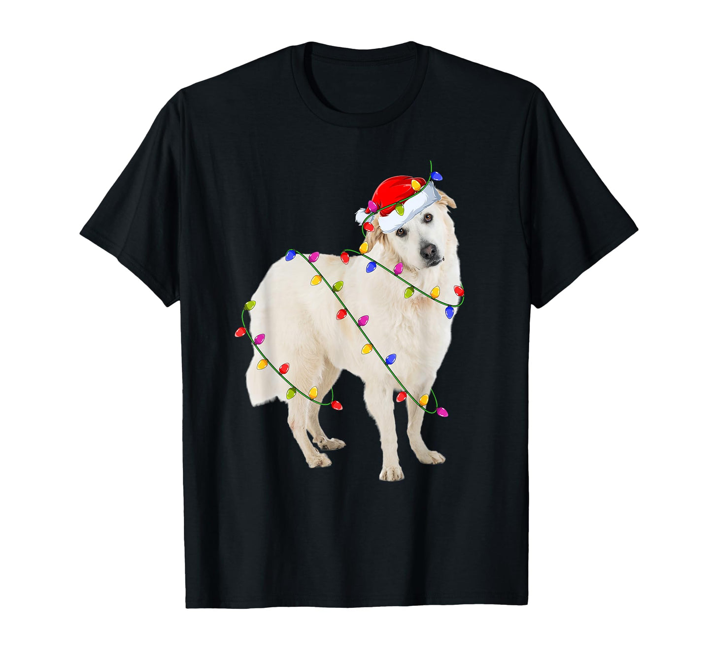 Great Pyrenees Dog Christmas Lights Santa Pet Dog Lover Xmas T-Shirt