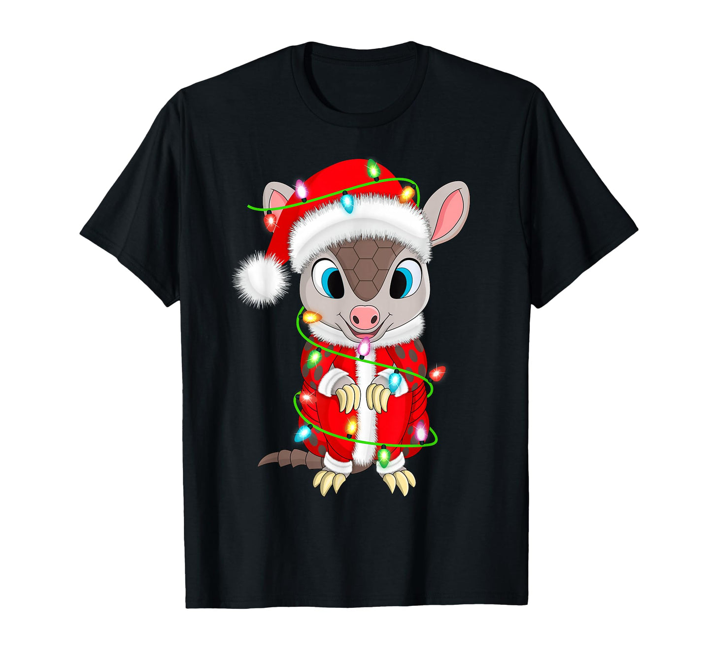 Armadillo Christmas Lights Santa Costume Cute Animal Xmas T-Shirt