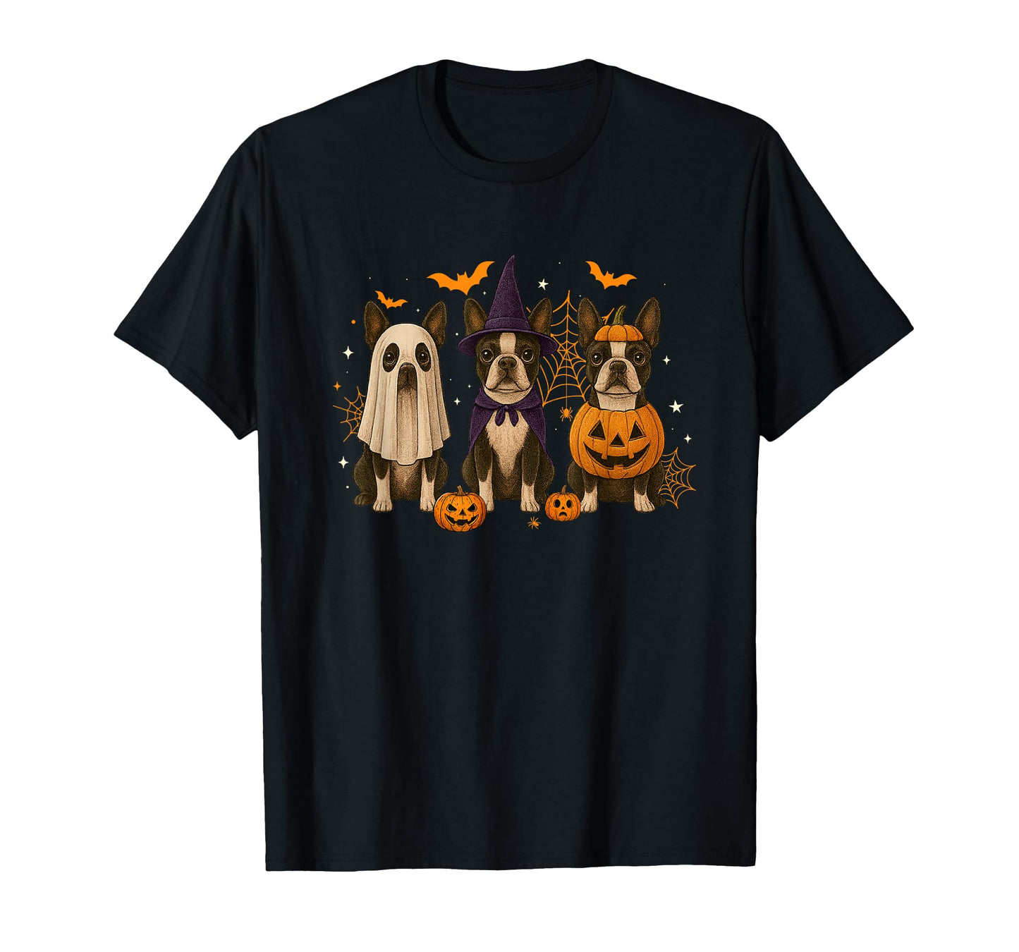 Funny Terrier Dog Ghost Witch Pumpkin Halloween Costume T-Shirt