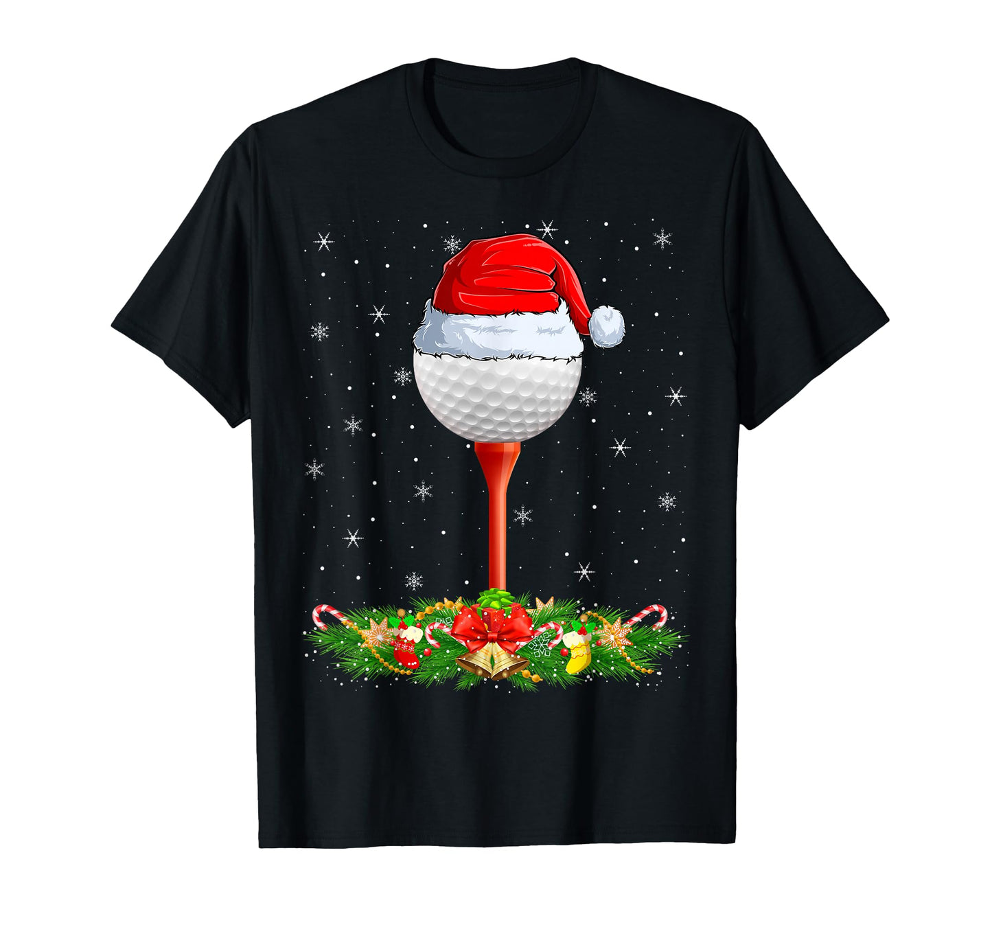 Golfer Golfing Christmas Pajamas Santa Hat Golf Ball Xmas T-Shirt