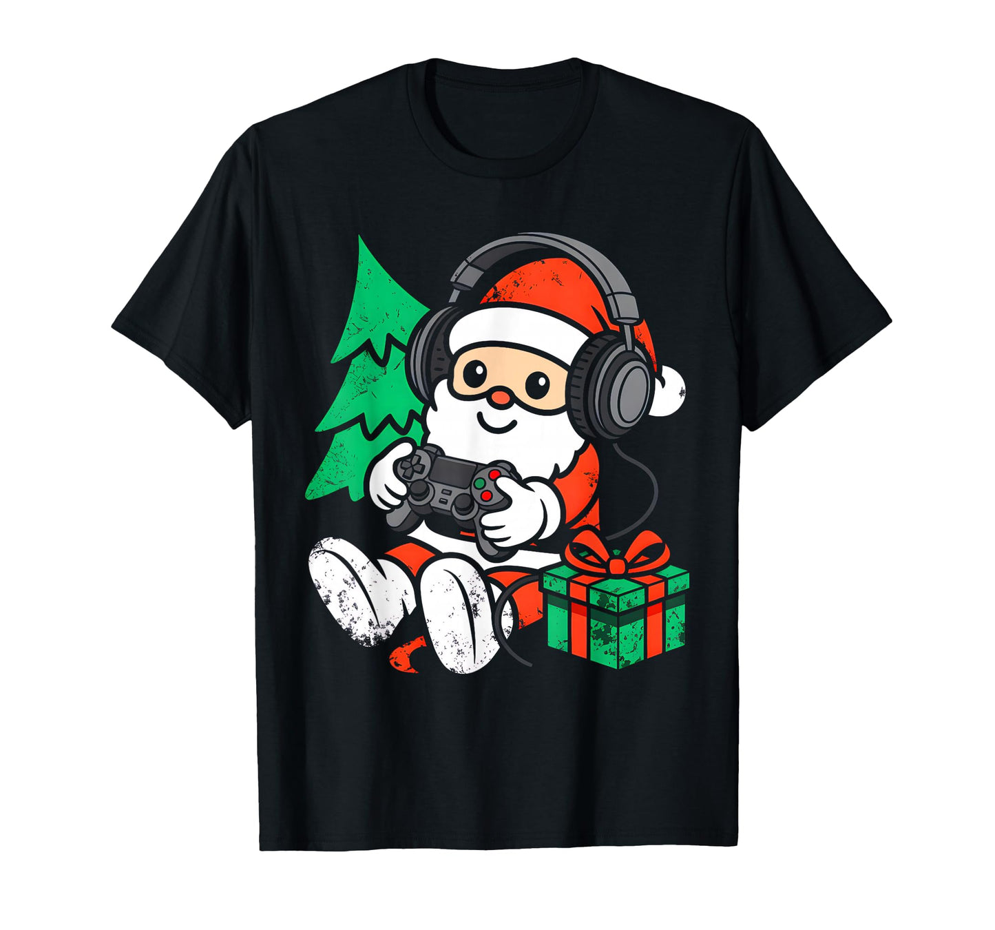 Funny Christmas Gamer Santa Xmas Vibes Gaming Men Boys Kids T-Shirt