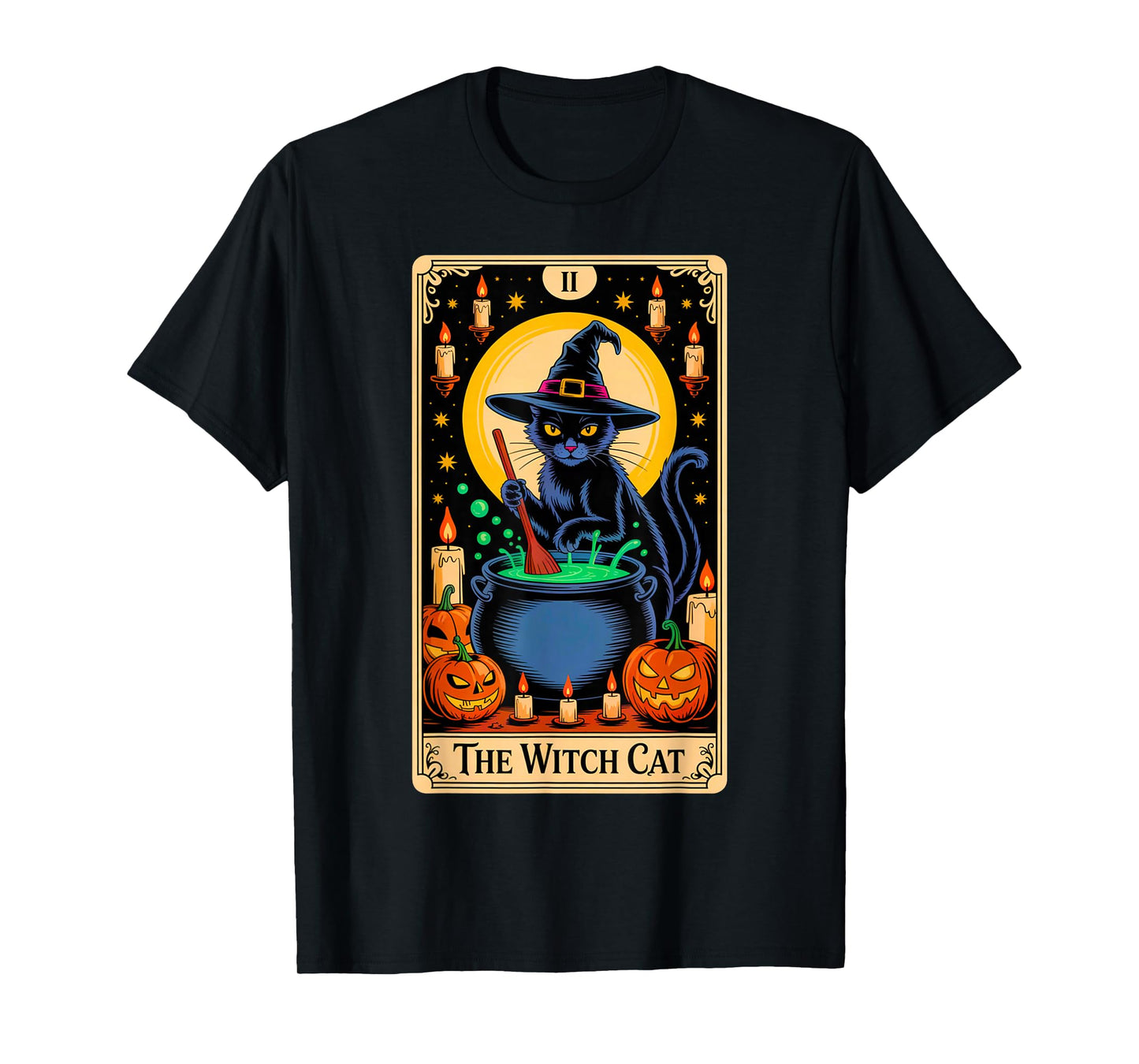 The Witch Cat Halloween Tarot Card Costume Kitten Cat Lover T-Shirt