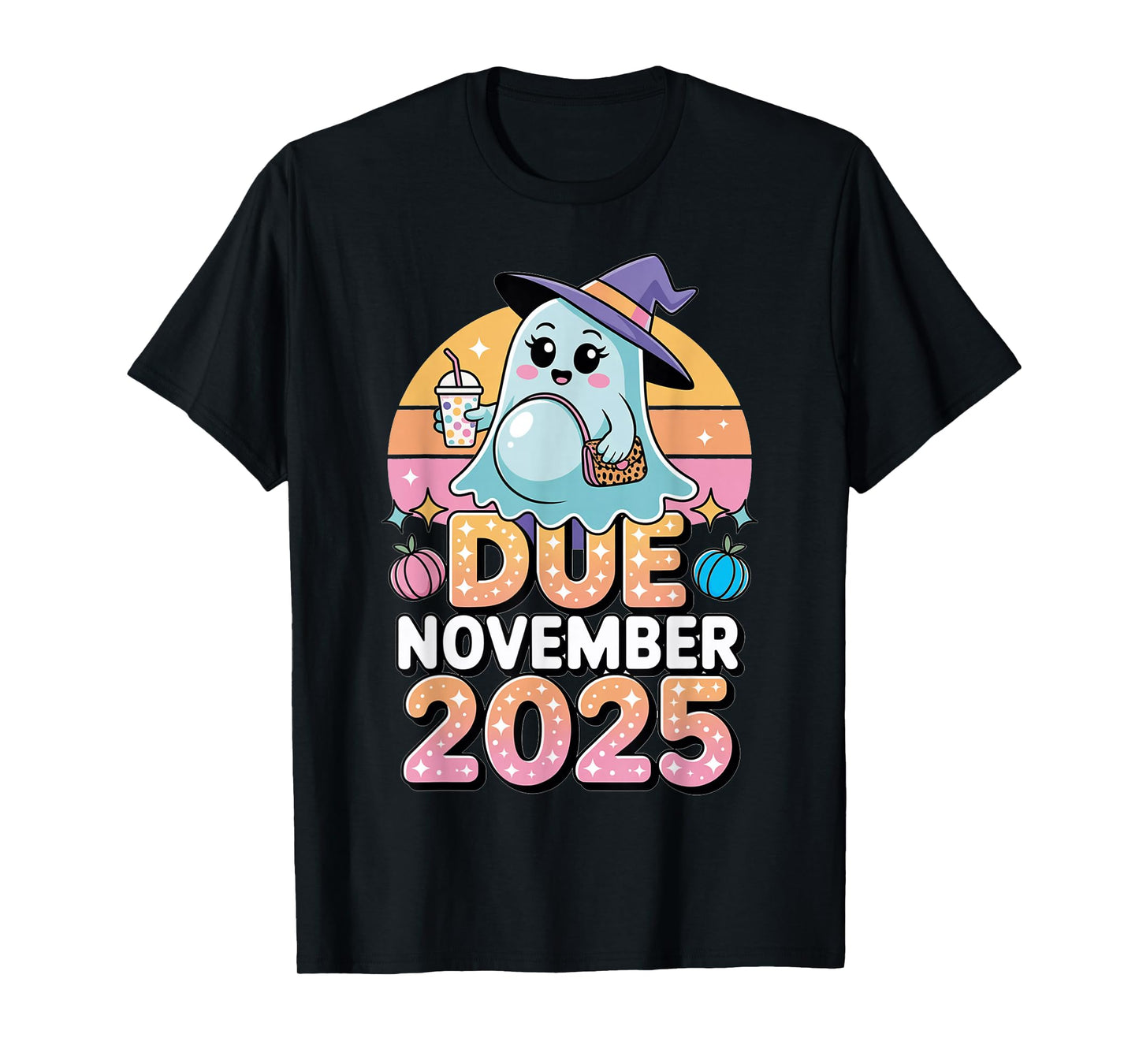 Halloween Pregnant Due November 2025 Mama Ghost Baby Mom T-Shirt