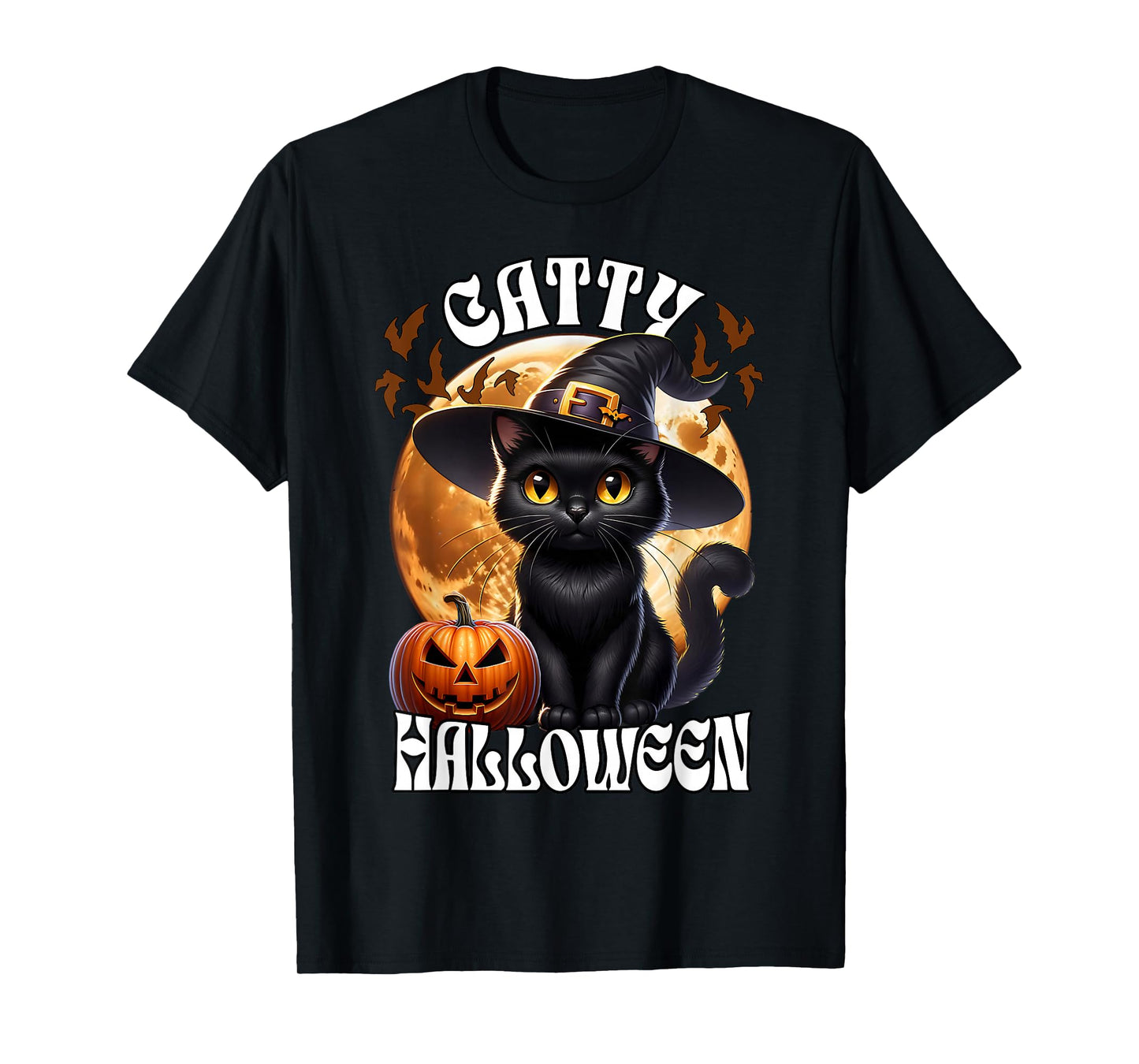 Black Cat Witch Catty Halloween Black Cat T-Shirt