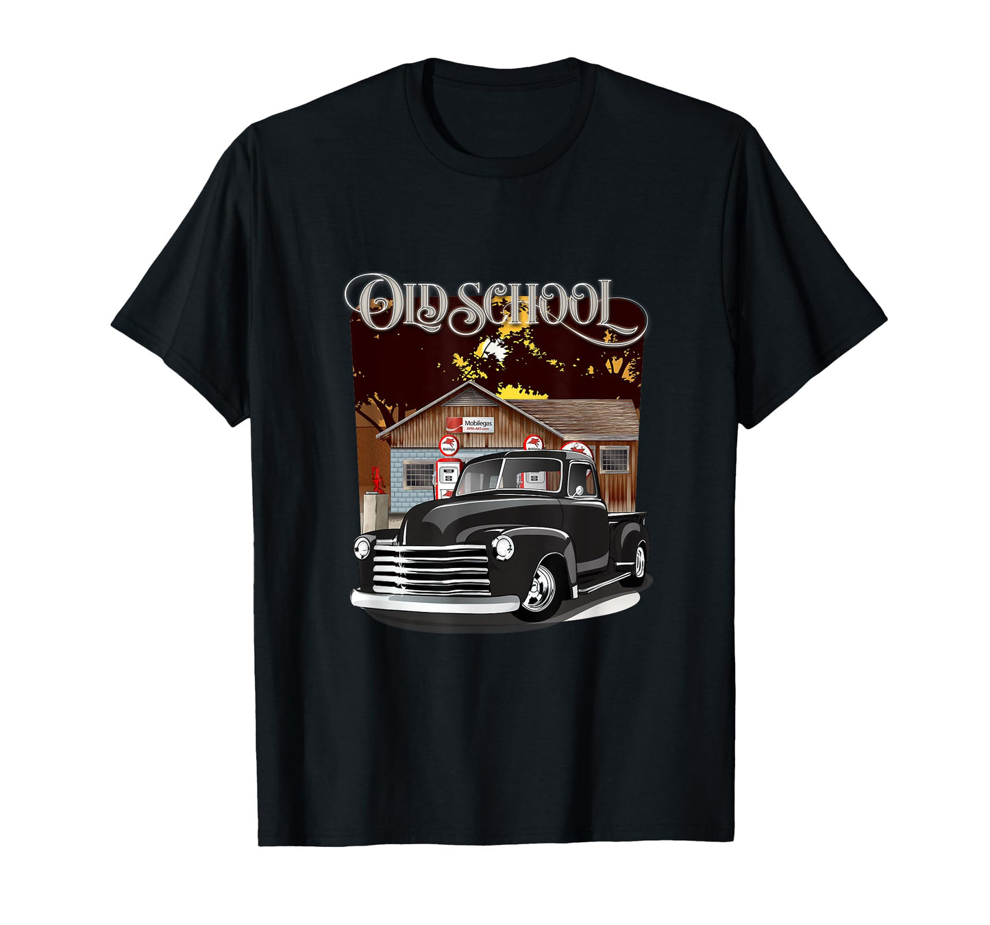 1948 Classic Truck with Old School Service Station Design T-Shirt