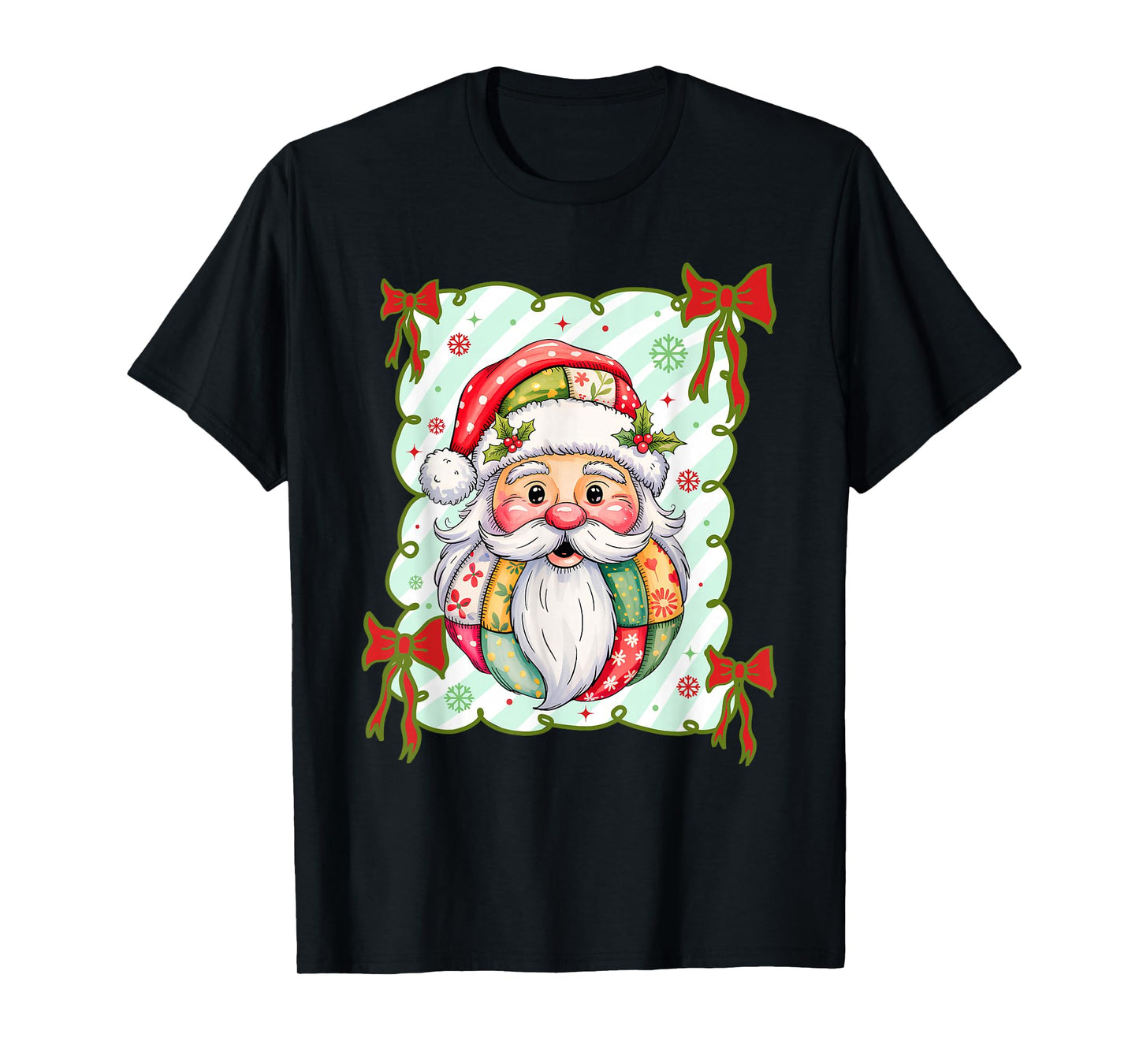 Coquette Patchwork Santa Claus Christmas, Santa Claus Xmas T-Shirt