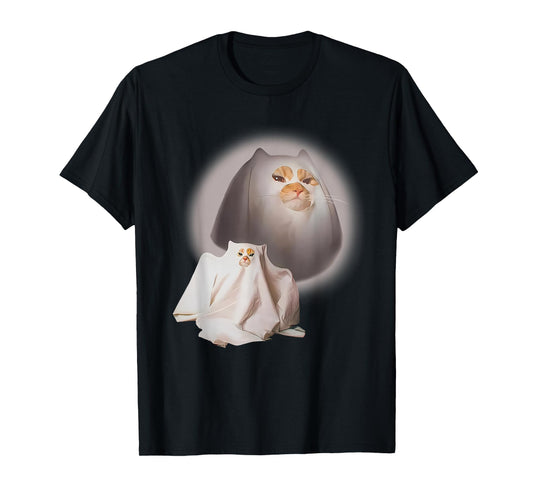 Cute Funny Wizard Cat Halloween Ghost Weird Kitten Cat Meme T-Shirt
