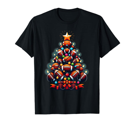 American Football Christmas Tree Xmas Pajamas Player Coach T-Shirt