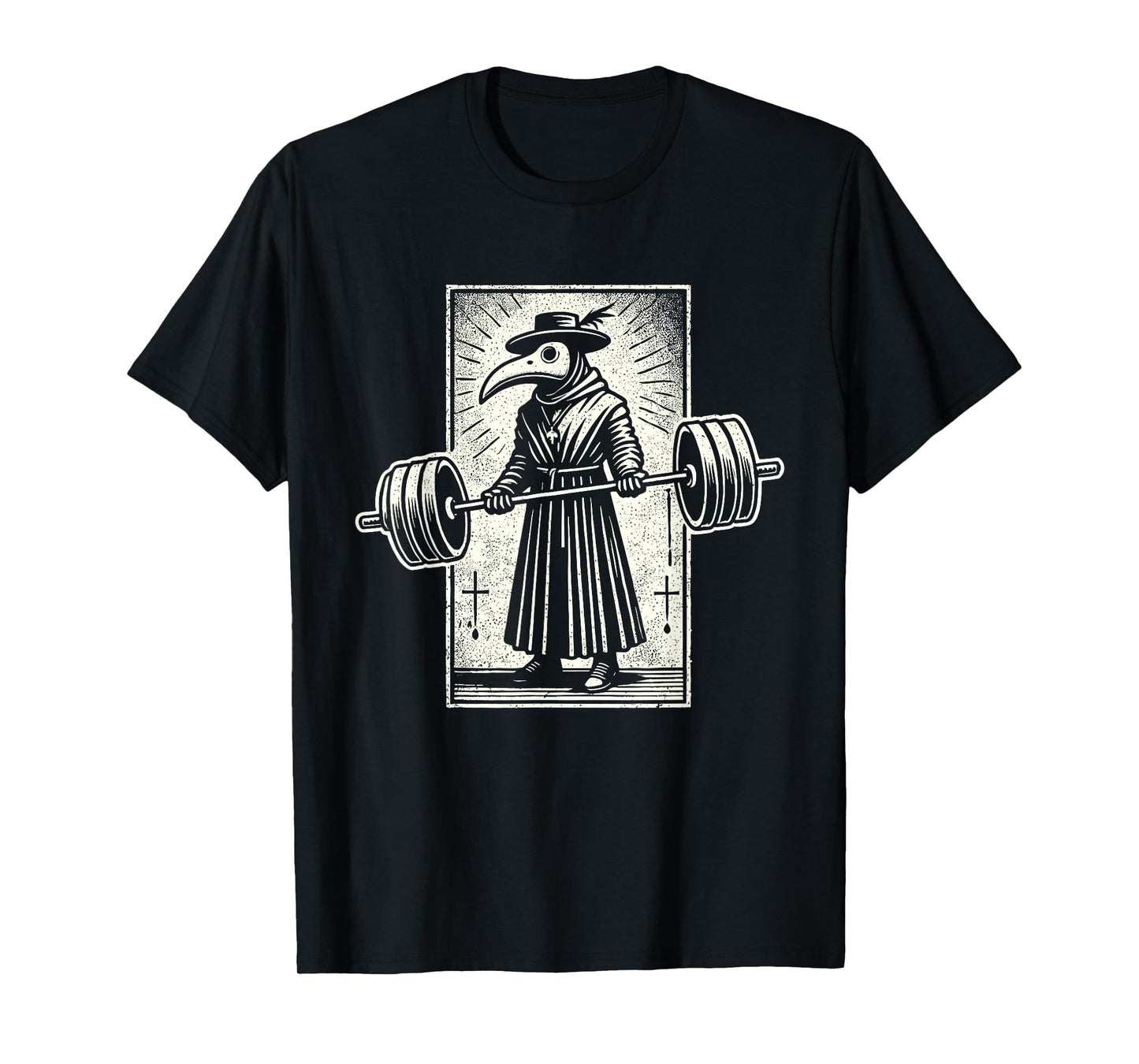 Plague Doctor Weightlifting Funny Retro Vintage Gym Workout T-Shirt