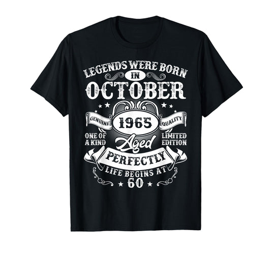 Legends Were Born in October 1965 Vintage 60th Birthday Men T-Shirt