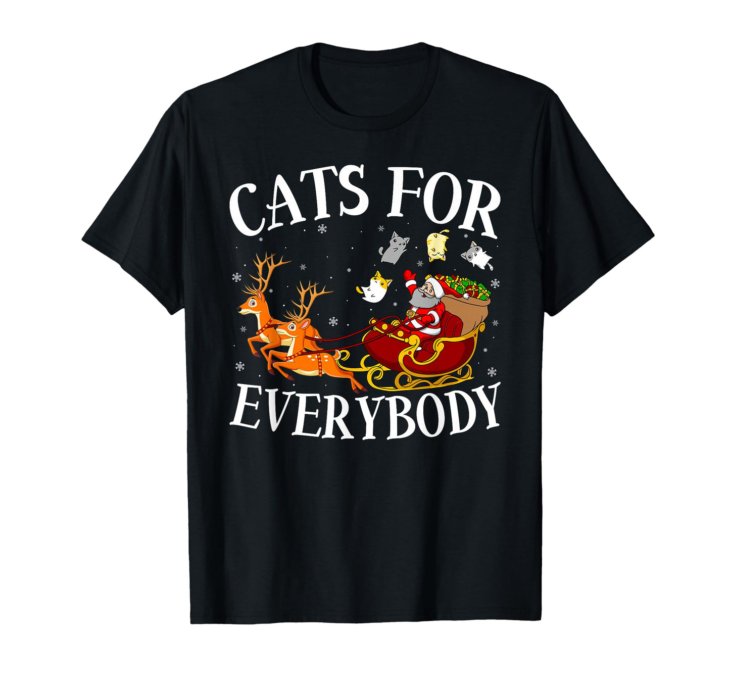 Cats for Everybody Christmas Pajamas Santa Sleigh Cat Xmas T-Shirt