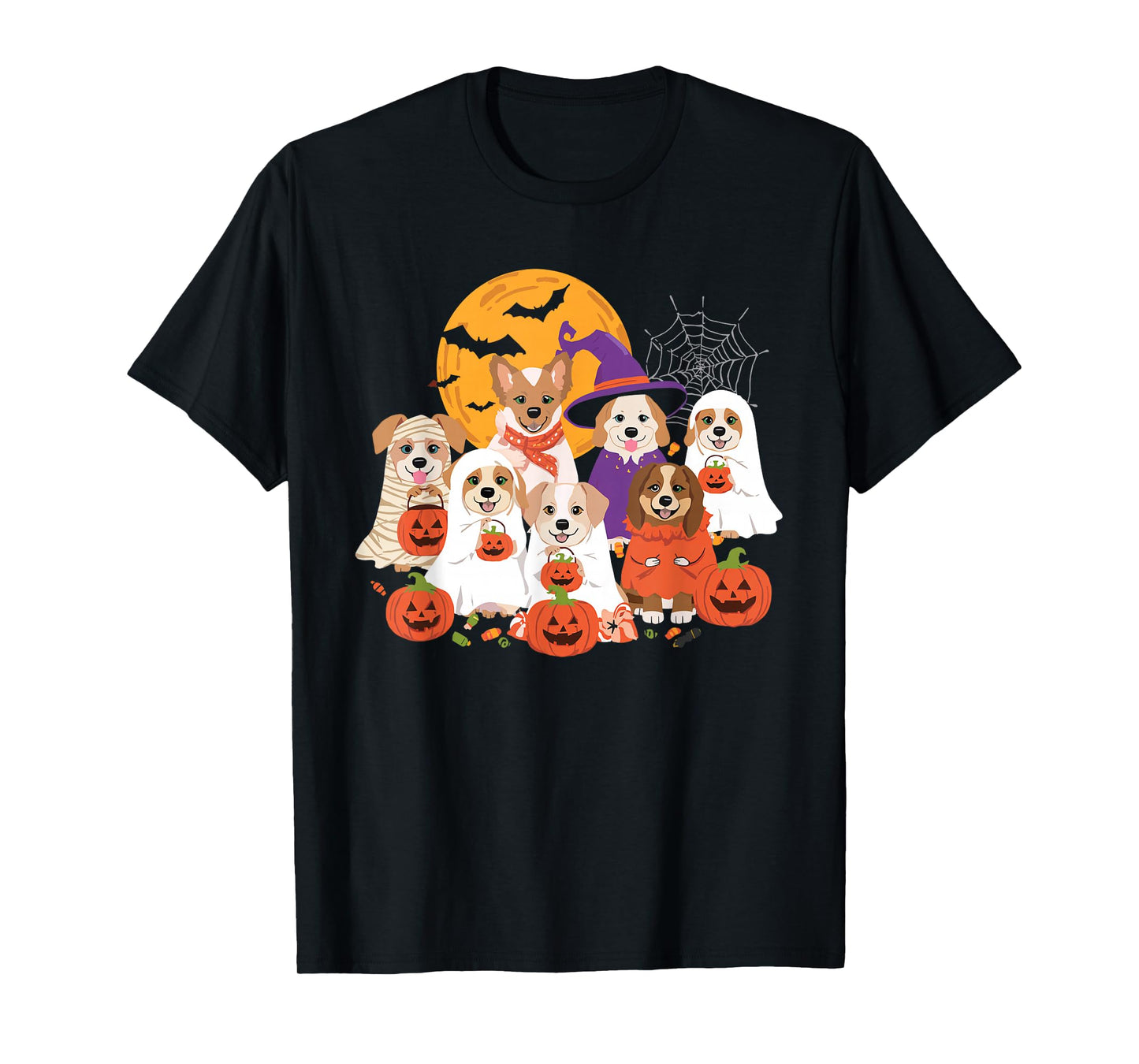 Cute Mummy Witch Ghost Halloween Dog Costume Men Women Kids T-Shirt