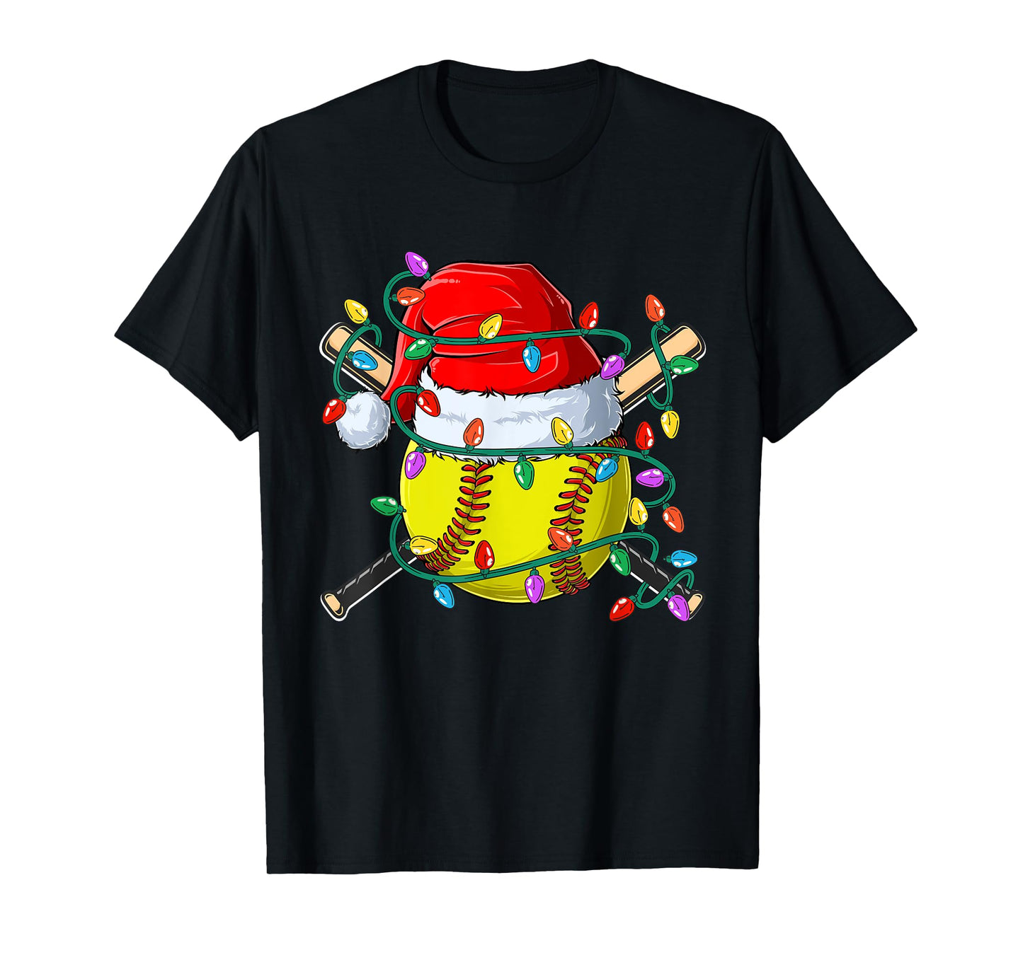 Christmas Softball Xmas Santa Sports Hat Mens Womens Kids T-Shirt