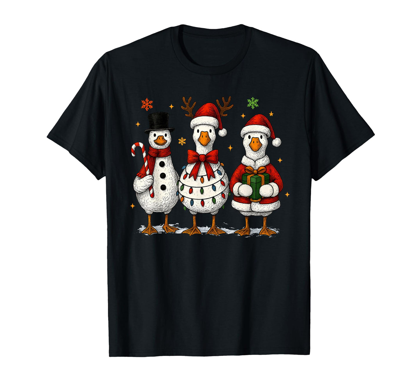 Funny Silly Goose Merry Christmas Lights Goose Xmas Pajamas T-Shirt