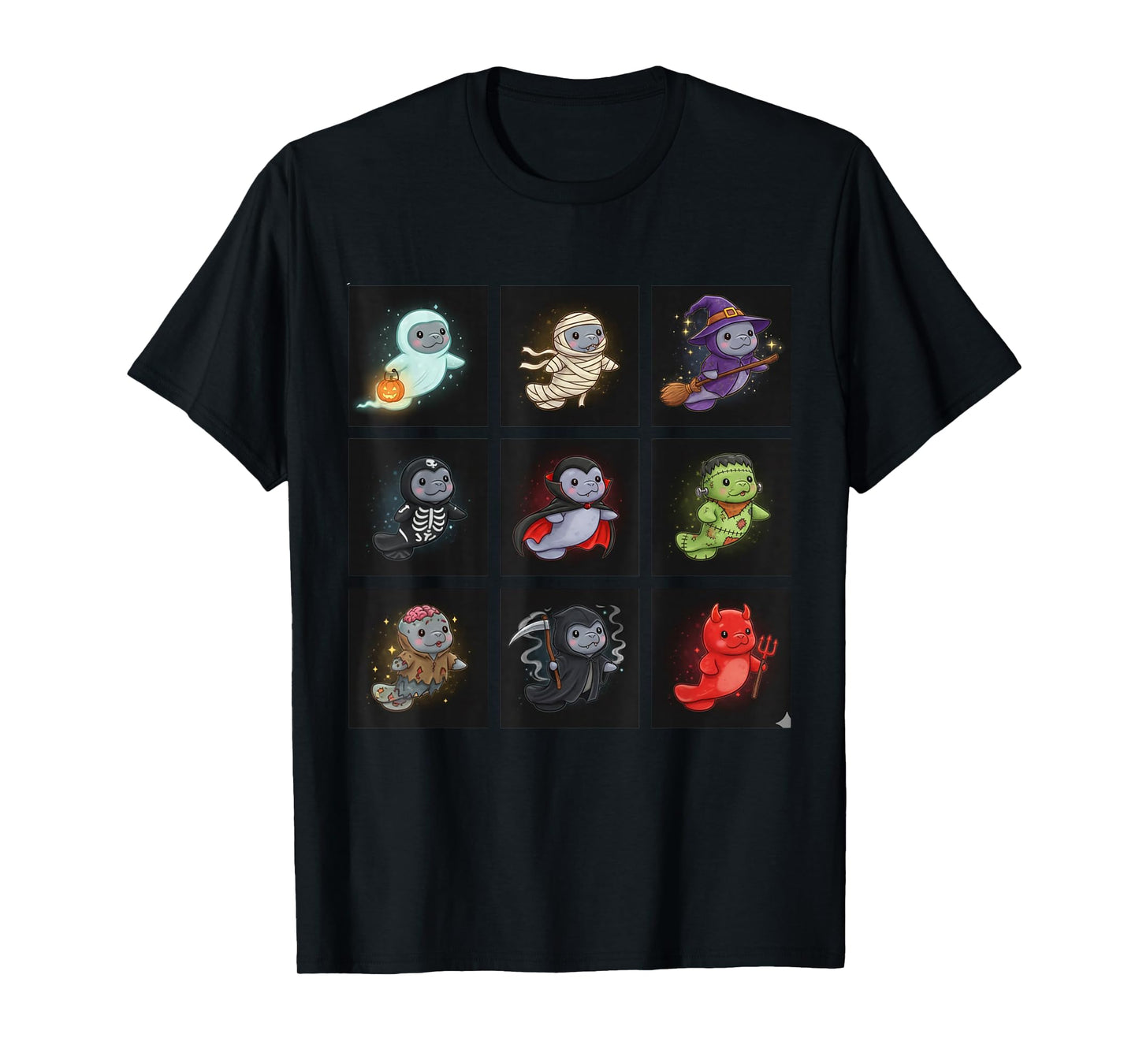 Funny Cute Manatee Boo Witch Zombie Vampire Halloween T-Shirt